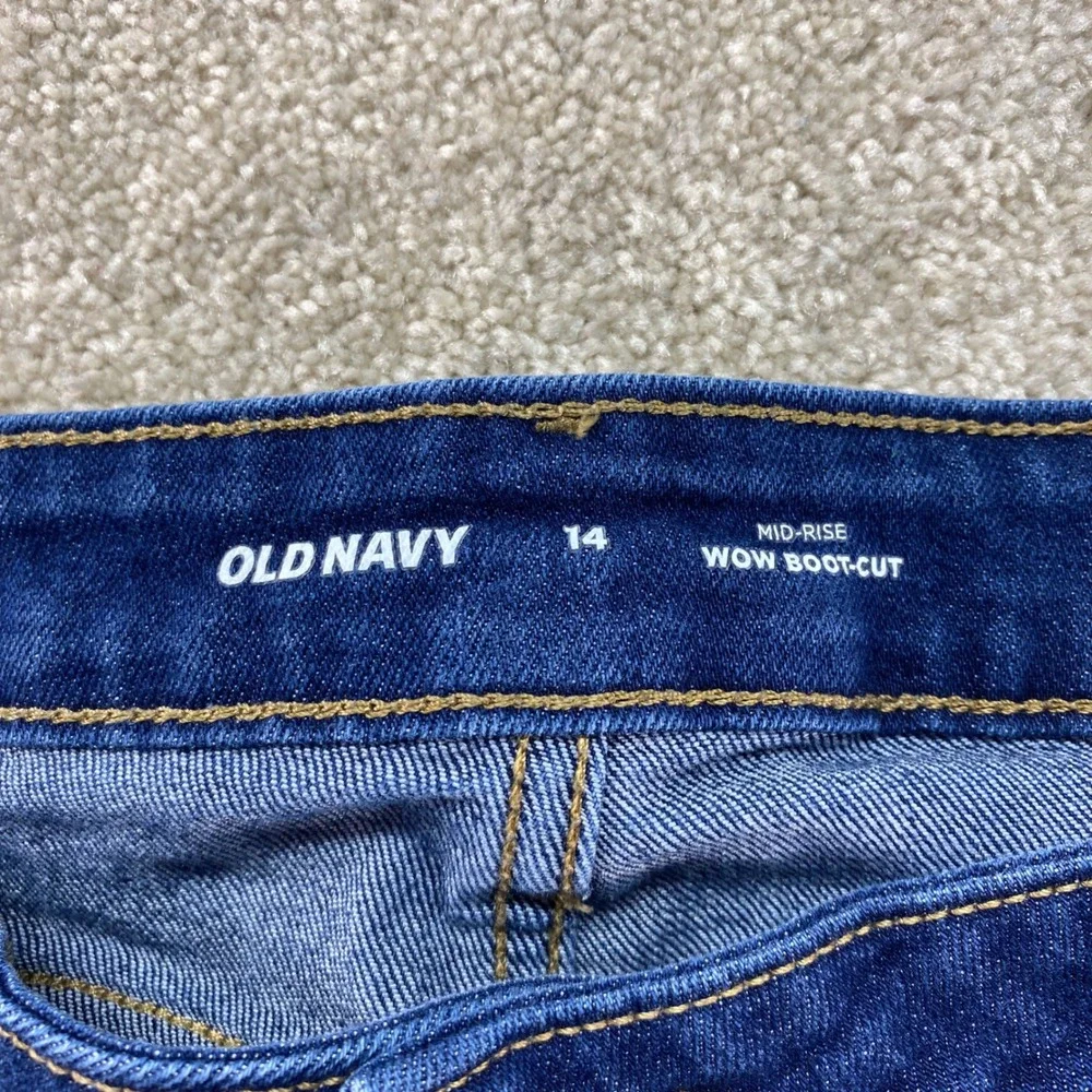 Old Navy Wow Boot-Cut Jeans Womens 14 Blue Mid-Rise Stretch Denim‎